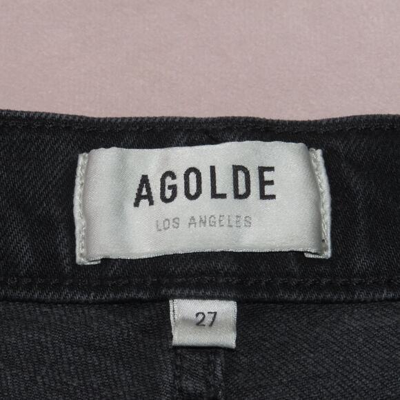 Agolde Black Wash Distressed Nico High Rise Slim Jeans - Picture 10 of 12